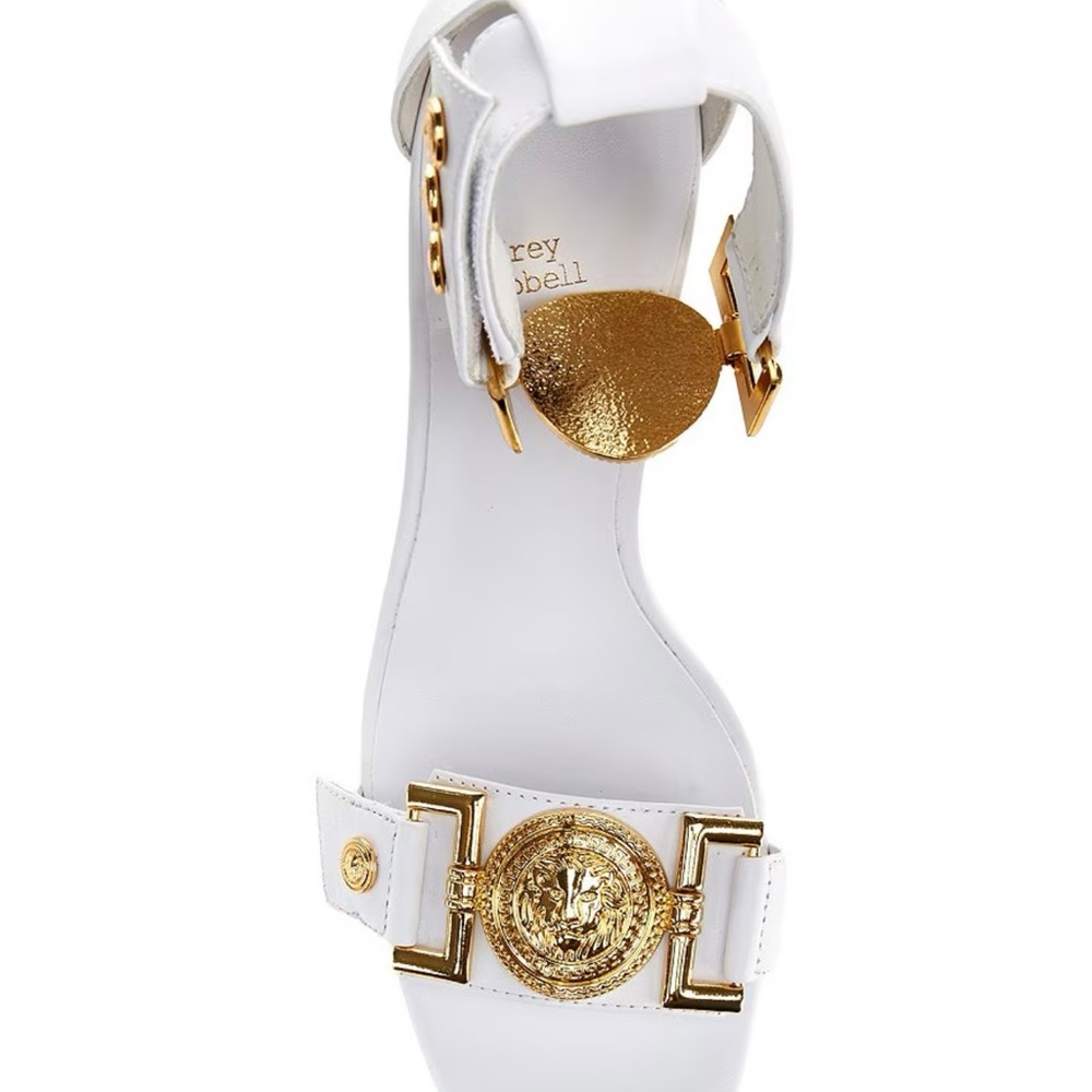 White and Gold Women's Sandals by Jeffrey Campbell 

“Brand new”
“Never worn”